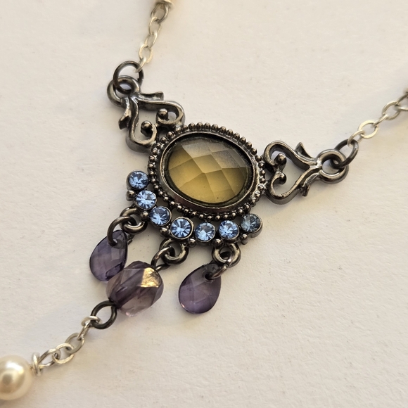 Vintage Rosary Necklace victorian revival art deco vampire Pearl Y drop - Picture 4 of 8